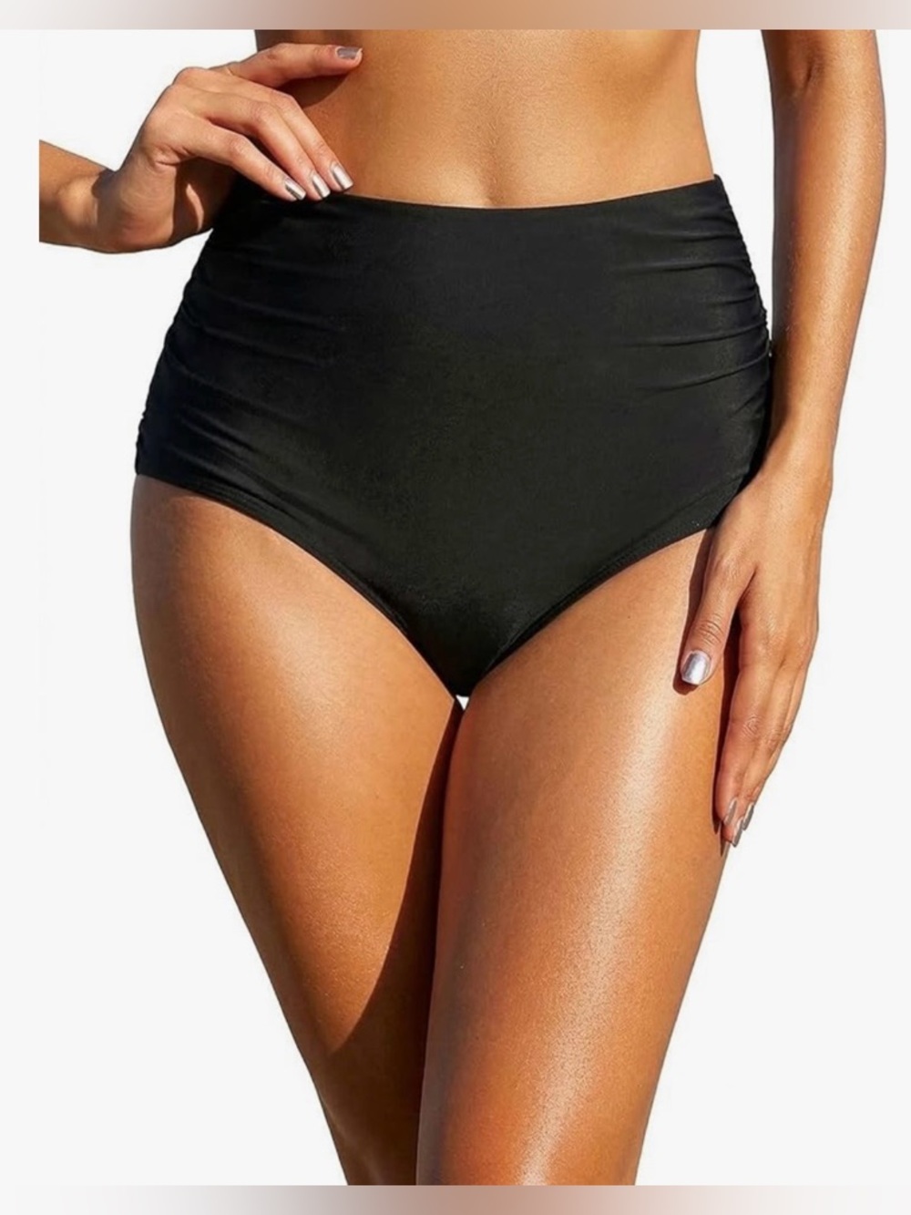 NWOT Holipick Women’s High-Waist Black Bikini Bottom Full Coverage, Size XXL